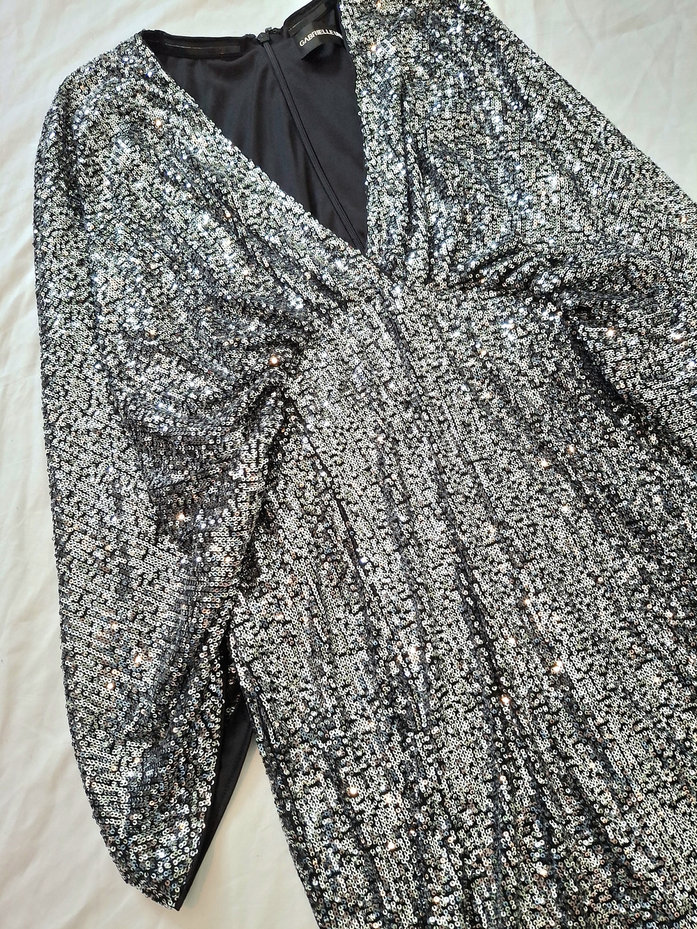 Gabrielle Union Silver Sequin Batwing Sleeve Dress Size L